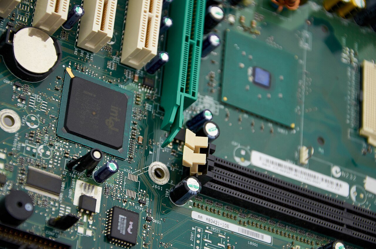 Foto close-up motherboard komputer